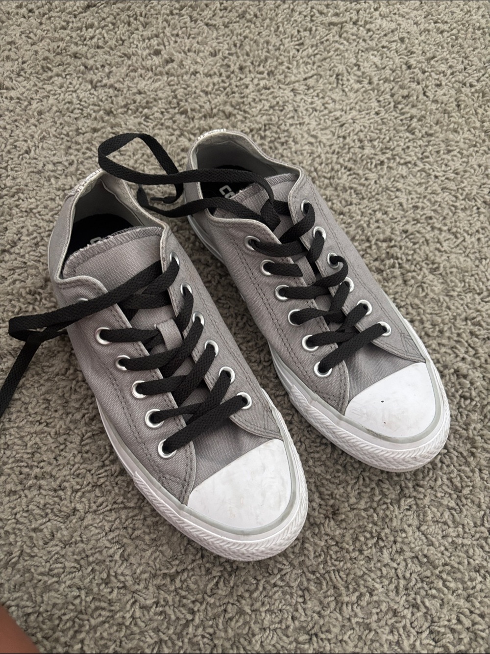 Converse Low-Top Canvas Sneakers - Light Gray with Black Laces